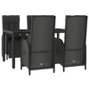 vidaXL 5-Piece Modern Patio Dining Set with Cushions, Weather-Resistant Poly Rattan, Reclining Chairs, Black - 3 of 4