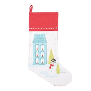 C&F Home 20" Aqua House & Snowman Printed Hanging Large Christmas Stocking - 1 of 2