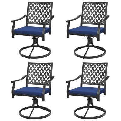 2pk Outdoor Swivel Dining Chairs With Metal Frame & Seat Cushion - Captiva  Designs : Target