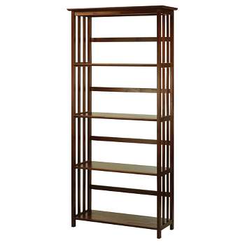 63" 5 Tier Mission  Bookcase Brown - Flora Home