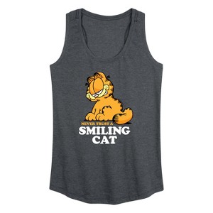Women's - Garfield - Never Trust Smiling Cat Graphic Racerback Tank - 1 of 4