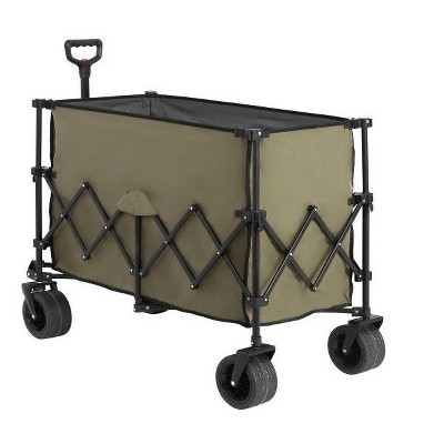 CAVINAS Heavy Duty Foldable Wagon Cart,Shopping Cart with Big All-Terrain Beach Wheels & Drink Holders,Wagon for Camping,Shopping
