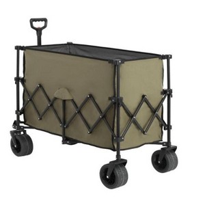 CAVINAS Heavy Duty Foldable Wagon Cart,Shopping Cart with Big All-Terrain Beach Wheels & Drink Holders,Wagon for Camping,Shopping - 1 of 4