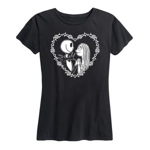 Women's - The Nightmare Before Christmas - Jack Skellington and Sally Heart Short Sleeve Graphic T-Shirt - 1 of 4