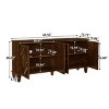 65" Mid-Century Modern Sideboard Buffet Cabinet, Large Storage Console Table with Geometric Doors and Adjustable Shelf - Panipeachy - 4 of 4