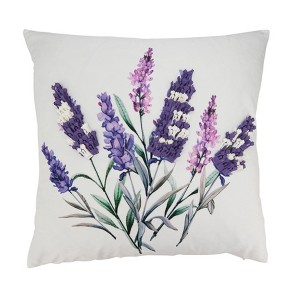 Saro Lifestyle Charming Felt Applique Lavender Down Filled Pillow, 18"x18", Multicolored - 1 of 4