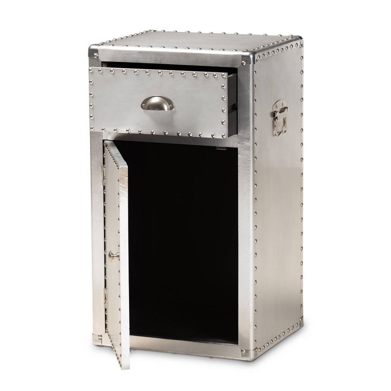 Serge Metal 1 Door Accent Storage Cabinet Silver - Baxton Studio, 3 of 13