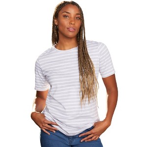 June + Vie by Roaman's Women's Plus Size Short-Sleeve Crewneck One + Only Tee - 1 of 4