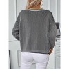 Coolmee Women's Fall Striped V Neck Sweaters Long Sleeve Knit Trendy Pullover Sweater Top - 2 of 4