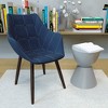 LeisureMod Milburn Accent Chairs Set of 4 for Living Rooms, Offices, Lounges – Denim Upholstered Fabric, Mid-Century Arm Chairs, Comfortable Seating - 2 of 4
