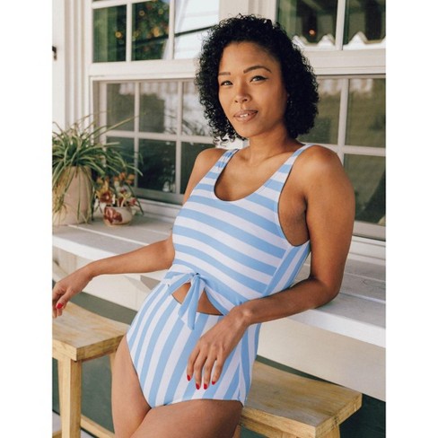 Target blue and cheap white striped bathing suit