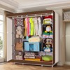 SEVOBAL 67" Portable Closet Wardrobe Armoires Storage Organizer Rack Shelves Cover for Hanging Clothes Quick and Easy to Assembly, Brown, 59"*26"*11" - 2 of 4