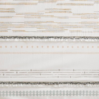Nea White Cotton Light-Filtering Tassel Trim Curtain Panel