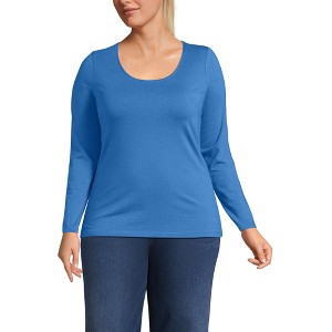 Lands' End Women's Long Sleeve Lightweight Jersey Scoop Neck T-Shirt - 1 of 3