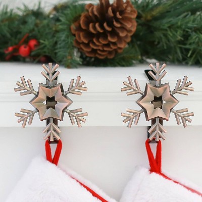 Oil-Rubbed Bronze Snowflake MantleClip Stocking Holders, 2-Pack