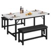 63"3-Piece Bench Style Dining Table Set,Large Extendable Dining Table Set with 2 Soft Benches for Apartment,Wooden Dining Room Table Set - 2 of 4