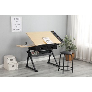 Lyngins Drawing Desk with 2 Drawers,Small Desk with Stool for Home Office,School - 1 of 4