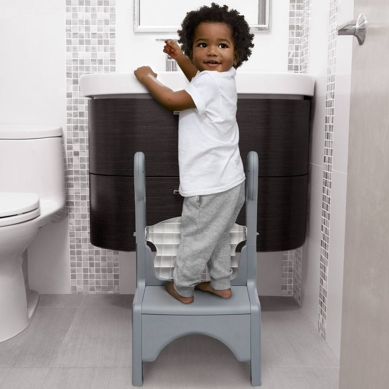 Delta Children Little Jon-EE Adjustable Potty Seat and Step Stool - White/Gray, 4 of 16