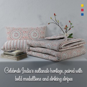 Color Sense 100% Cotton Percale Printed 3-Piece Duvet Cover Set - 1 of 4