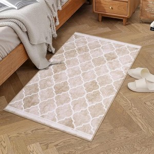 Acekool Boho Line Area Rug Collection — Washable Belgian Plush Look, 1100gsm, Low Pile, Non-Slip Backing, Navy Gray Brown - 1 of 4