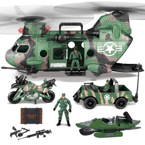 Joyfy 10pcs Army Helicopter Toys,Boys Military Toys with Light, Sound, Bruder Trucks, Boat, Christmas Birthday Party Gifts for Kids Ages 3 4 5 6 7 - 1 of 4
