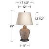 360 Lighting Bentley Rustic Farmhouse Table Lamp 29" Tall Brown Leaf with Dimmable USB Workstation Base Off White Empire Shade for Bedroom Living Room - 4 of 4