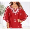 LA LEELA Women's House Daily Routine Evening Wear Loungewear Casual Ladies Bikini Kaftan Tunic Vacation Coverup Mini Caftan for Women 2X-3X Red, Solid - 4 of 4
