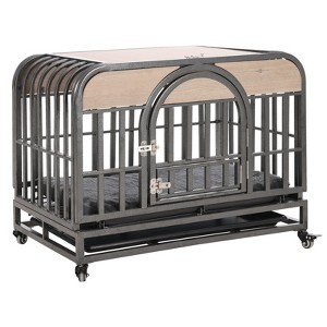 DSVIMOY 46" Dog Crate, Furniture Style Dog Crate with Removable Trays and Wheels for Dogs, Gray, 46"*31.5"*36.6" - 1 of 4
