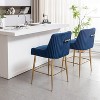 SEYNAR Modern Velvet 37'' H Metal Leg Counter or Bar Stools Set of 2 - 3 of 4