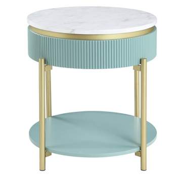 Cartehena Faux Marble End Table with Drawer - HOMES: Inside + Out