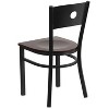 Emma and Oliver Black Circle Back Metal Restaurant Chair - Walnut Wood Seat - 3 of 4