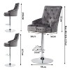 Artloge 1PC Velvet Bar Stool Swivel Adjustable Height Lion Head Tufted Back Grey Modern - 2 of 4