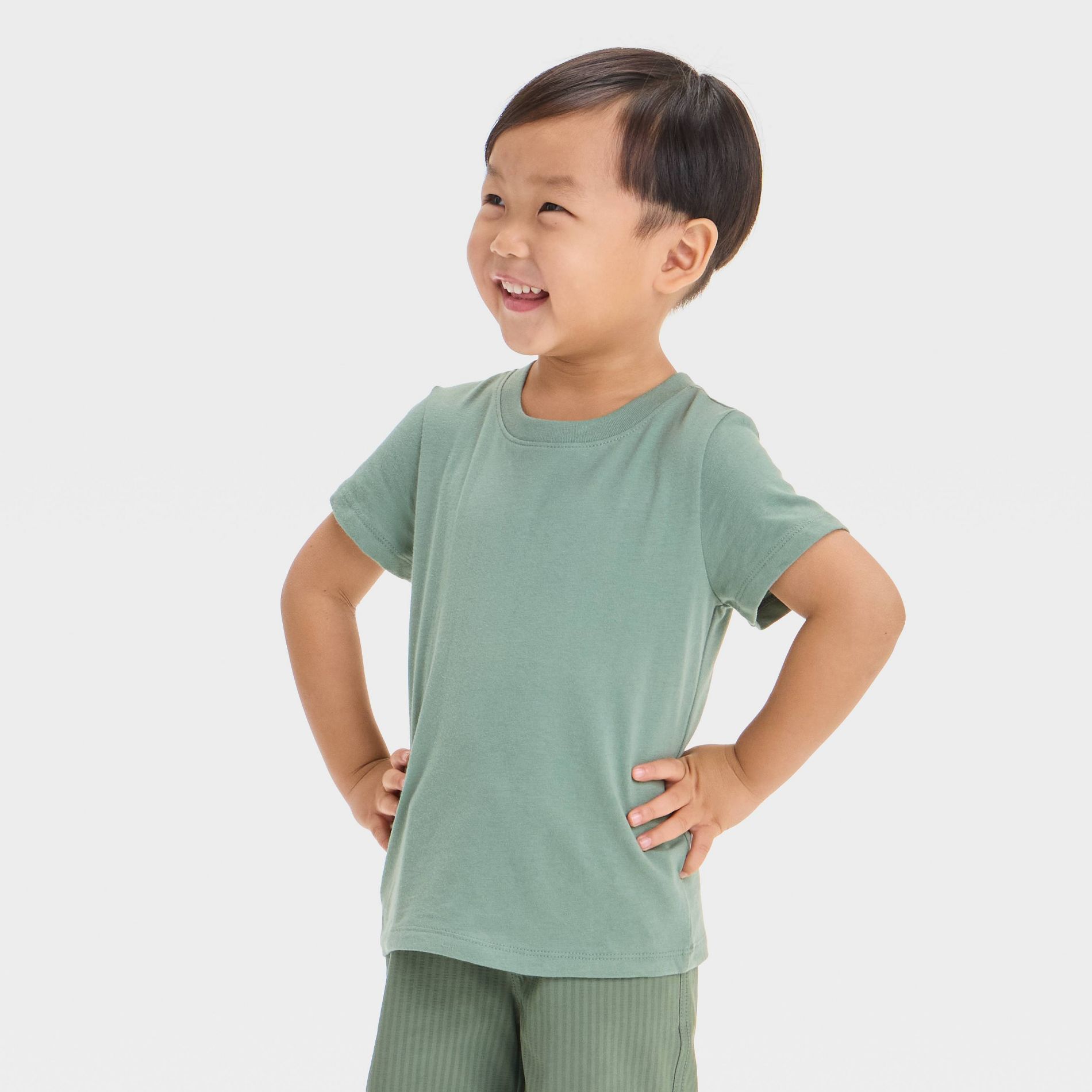 Toddler Boys' Short Sleeve Jersey Knit Solid T-Shirt - Cat & Jack™ Green 2T: Crew Neck, Pullover