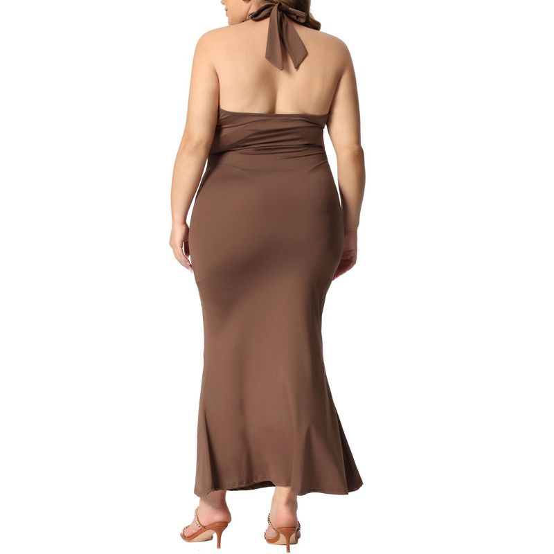 Agnes Orinda Women's Plus Size Sleeveless Deep V Neck Backless Tie Shoulder Bandage Bodycon Dress, 4 of 6