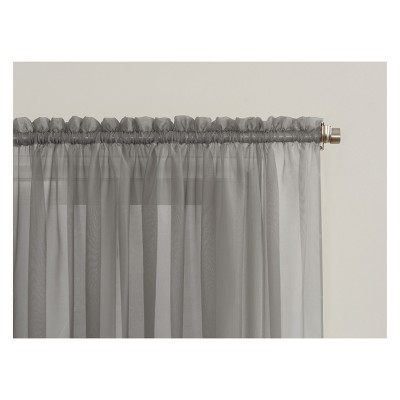 Charcoal Sheer Voile Rod Pocket Curtain Panel 59" x 84"