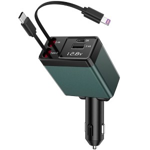 NEXPOW Car Charger Adapter,150W Fast Charger 4 in 1 Car Phone Charger with Cables(2.6ft),180° Adjustable - 1 of 4