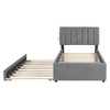Okak Platform Bed Frame with Upholstered and LED Lights No Box Spring Needed Teddy Fleece Bed with Trundle - 3 of 4