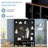76.7"H Farmhouse Wooden Hall Tree with 6 Hooks, Walnut Storage Bench, 4-in-1 Entryway Shoe Cabinet for Mudroom, Living Room - 4 of 4