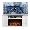 SinCiDo 70" Farmhouse Fireplace TV Stand, for 80" TV, w/ 36" Electric Fireplace, w/ Remote Control & 3D Flame, 2 Drawers, Adjustable Partition - 3 of 4