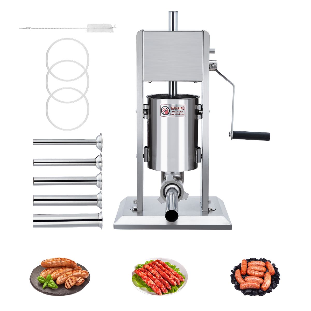 Manual Sausage Stuffer 7LB/3L Meat Stuffer with Dual Speed, Stainless Steel Heavy Duty Sausage Filler, 4 Stuffing Tubes for Home & Commercial Use - thumbnail 8