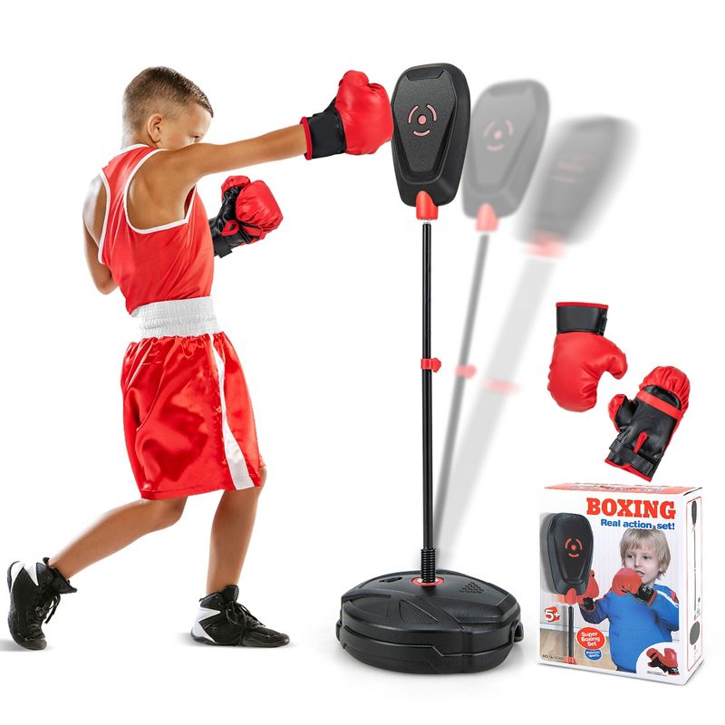 Costway Kids Punching Bag with Stand Height Adjustable Boxing Equipment with Gloves, 1 of 10
