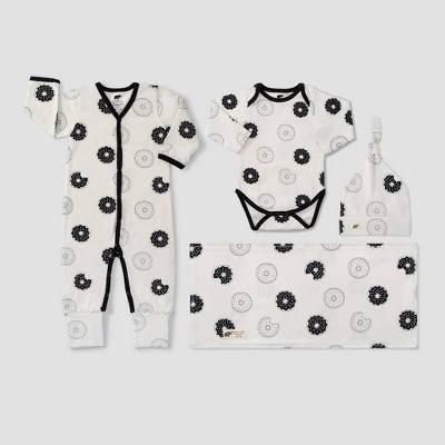 Image of Layette by Monica + Andy Baby Donuts Print Layette Set - White/Black 0-3M