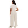 ATHLECHIC Women's 2 Piece Sets Short Sleeve Crew Neck Long Wide Leg with Pockets Pants - 4 of 4