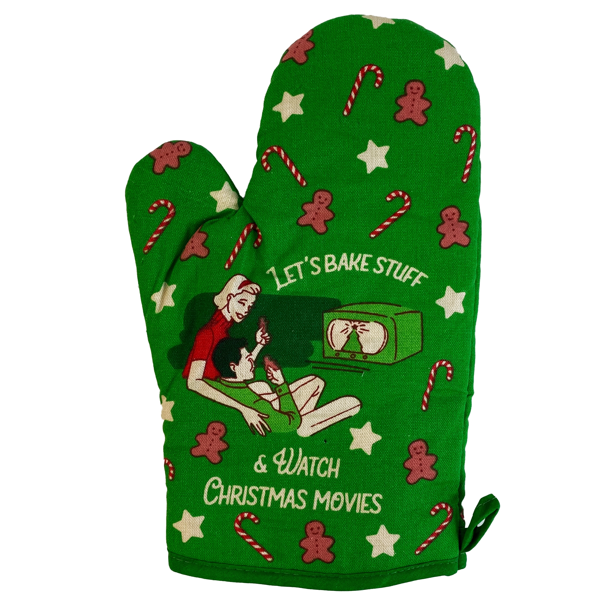 Let's Bake Stuff and Watch Christmas Movies Oven Mitt Funny Holiday Baking Tradition Festive Kitchen Glove - Crazy Dog Bakeware Gift For Christmas