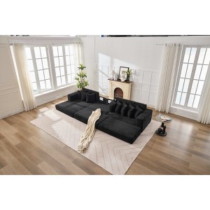 Convertible Corduroy Floor L-Shaped Sectional Sofas Bed with Foldable Mattress, Cloud Couch for Space-Saving and Multi-Functional Use - 1 of 4