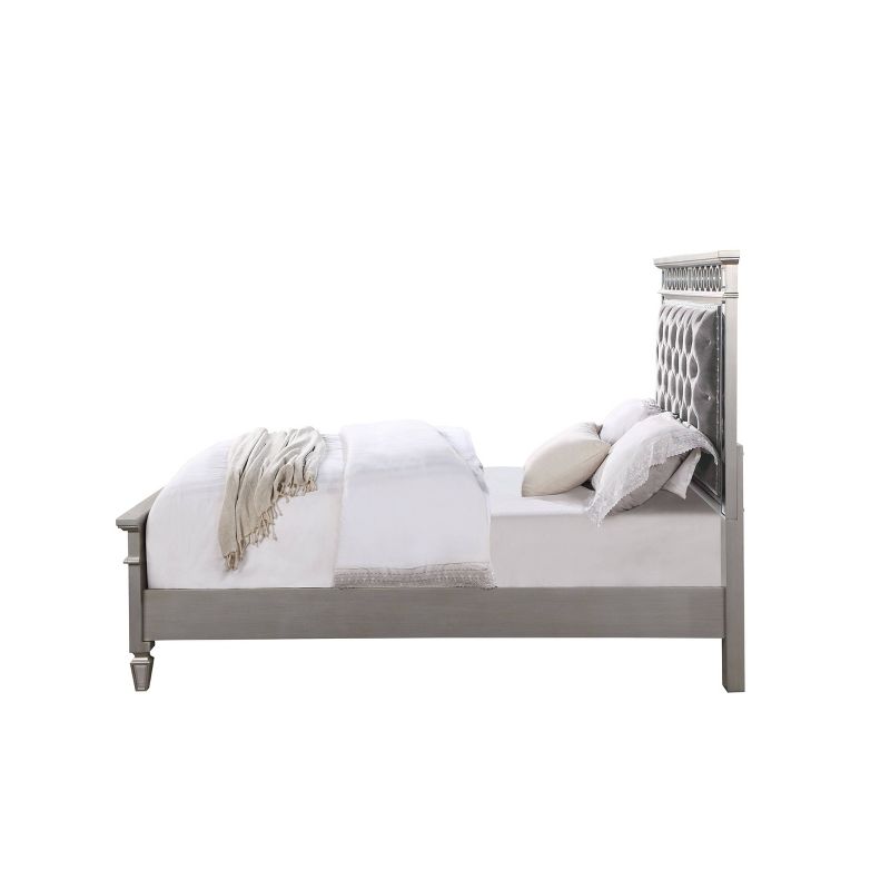 81&#34; Full Bed Varian Bed Gray Velvet, Silver Mirrored Finish - Acme Furniture, 3 of 7