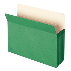 Smead File Pocket, Straight-Cut Tab, 5-1/4" Expansion, Letter Size, Green, 10 per Box (73236) - 1 of 4