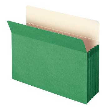 Smead File Pocket, Straight-Cut Tab, 5-1/4" Expansion, Letter Size, Green, 10 per Box (73236)