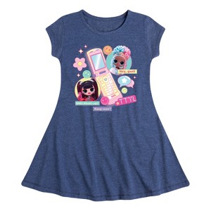 Girls' - LOL Surprise! - Cell Phone Chat Girls Fit & Flair Cap Sleeve Dress - 1 of 3