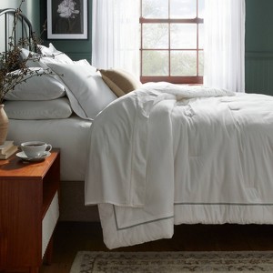 3pc Luxe Embroidered Border Comforter and Sham Set - Threshold™ - 1 of 4